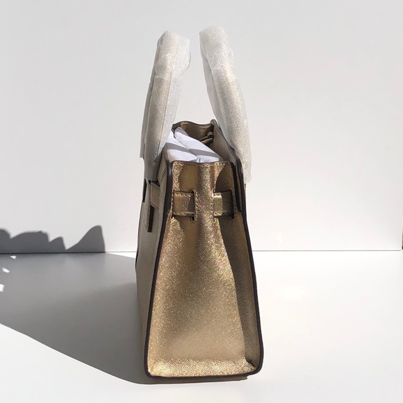 MICHAEL KORS DILLION SMALL SATCHEL IN PALE GOLD - Picture 2 of 8